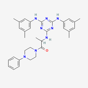 2-({4,6-Bis[(3,5-dimethylphenyl)amino]-1,3,5-triazin-2-yl}amino)-1-(4-phenylpiperazin-1-yl)propan-1-one