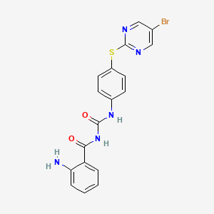 molecular formula C18H14BrN5O2S B1246177 1-(2-Aminobenzoyl)-3-[4-(5-bromopyrimidin-2-ylsulfanyl)phenyl]urea 