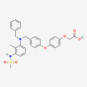 molecular formula C30H30N2O6S B1246180 2-[4-(4-{[Benzyl(3-methanesulfonamido-2-methylphenyl)amino]methyl}phenoxy)phenoxy]acetic acid 