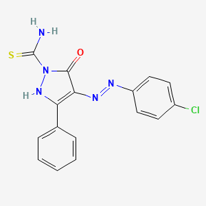 (4Z)-4-[2-(4-chlorophenyl)hydrazinylidene]-5-oxo-3-phenyl-4,5-dihydro-1H-pyrazole-1-carbothioamide