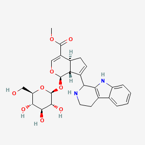molecular formula C27H32N2O9 B1246198 methyl (1R,4aS,7aR)-7-(2,3,4,9-tetrahydro-1H-pyrido[3,4-b]indol-1-yl)-1-[(2S,3R,4S,5S,6R)-3,4,5-trihydroxy-6-(hydroxymethyl)oxan-2-yl]oxy-1,4a,5,7a-tetrahydrocyclopenta[c]pyran-4-carboxylate 