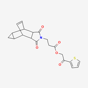 2-oxo-2-(thiophen-2-yl)ethyl 3-(1,3-dioxooctahydro-4,6-ethenocyclopropa[f]isoindol-2(1H)-yl)propanoate