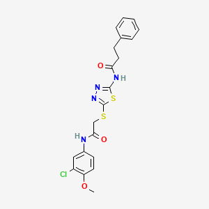 N-[5-({2-[(3-chloro-4-methoxyphenyl)amino]-2-oxoethyl}sulfanyl)-1,3,4-thiadiazol-2-yl]-3-phenylpropanamide