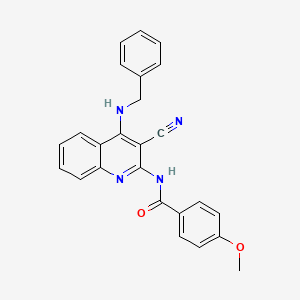 molecular formula C25H20N4O2 B1246221 N-[4-(苄氨基)-3-氰基喹啉-2-基]-4-甲氧基苯甲酰胺 