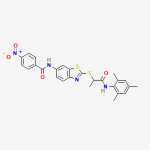 4-nitro-N-[2-({1-oxo-1-[(2,4,6-trimethylphenyl)amino]propan-2-yl}sulfanyl)-1,3-benzothiazol-6-yl]benzamide