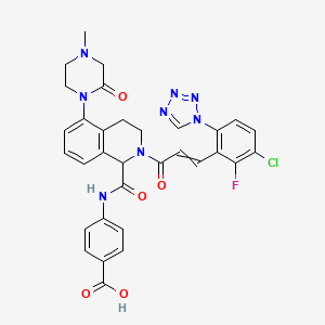 4-[[2-[3-[3-chloro-2-fluoro-6-(tetrazol-1-yl)phenyl]prop-2-enoyl]-5-(4-methyl-2-oxopiperazin-1-yl)-3,4-dihydro-1H-isoquinoline-1-carbonyl]amino]benzoic acid