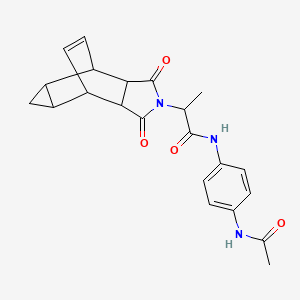 molecular formula C22H23N3O4 B12462604 N-[4-(acetylamino)phenyl]-2-(1,3-dioxooctahydro-4,6-ethenocyclopropa[f]isoindol-2(1H)-yl)propanamide 