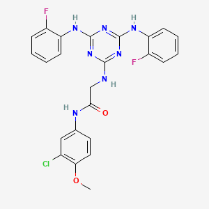 molecular formula C24H20ClF2N7O2 B12462645 N~2~-{4,6-bis[(2-fluorophenyl)amino]-1,3,5-triazin-2-yl}-N-(3-chloro-4-methoxyphenyl)glycinamide 