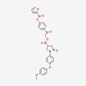 2-{4-[(Furan-2-ylcarbonyl)oxy]phenyl}-2-oxoethyl 1-[4-(4-methoxyphenoxy)phenyl]-5-oxopyrrolidine-3-carboxylate