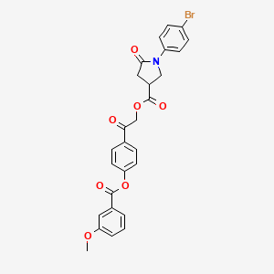 2-(4-{[(3-Methoxyphenyl)carbonyl]oxy}phenyl)-2-oxoethyl 1-(4-bromophenyl)-5-oxopyrrolidine-3-carboxylate