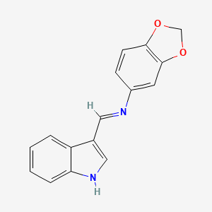 N-[(E)-1H-indol-3-ylmethylidene]-1,3-benzodioxol-5-amine