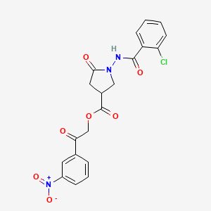 2-(3-Nitrophenyl)-2-oxoethyl 1-{[(2-chlorophenyl)carbonyl]amino}-5-oxopyrrolidine-3-carboxylate