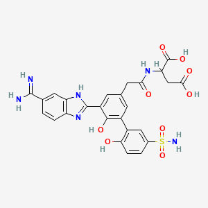 molecular formula C26H24N6O9S B12462951 (S)-2-(2-(5-(5-carbamimidoyl-1H-benzo[d]imidazol-2-yl)-2',6-dihydroxy-5'-sulfamoyl-[1,1'-biphenyl]-3-yl)acetamido)succinic acid 