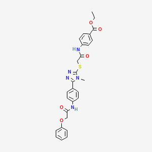 ethyl 4-({[(4-methyl-5-{4-[(phenoxyacetyl)amino]phenyl}-4H-1,2,4-triazol-3-yl)sulfanyl]acetyl}amino)benzoate