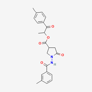 1-(4-Methylphenyl)-1-oxopropan-2-yl 1-{[(3-methylphenyl)carbonyl]amino}-5-oxopyrrolidine-3-carboxylate