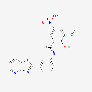 2-ethoxy-6-[(E)-[(2-methyl-5-{[1,3]oxazolo[4,5-b]pyridin-2-yl}phenyl)imino]methyl]-4-nitrophenol