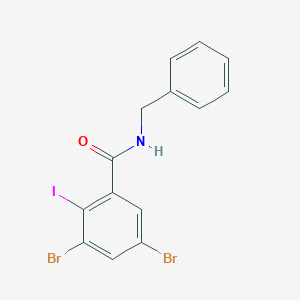 molecular formula C14H10Br2INO B12463578 N-benzyl-3,5-dibromo-2-iodobenzamide 