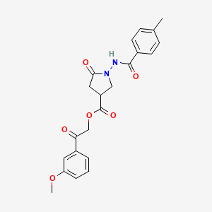 molecular formula C22H22N2O6 B12463586 2-(3-Methoxyphenyl)-2-oxoethyl 1-{[(4-methylphenyl)carbonyl]amino}-5-oxopyrrolidine-3-carboxylate 