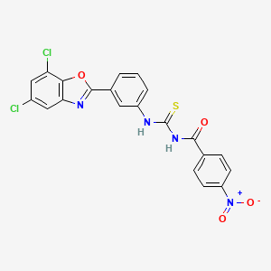 N-{[3-(5,7-dichloro-1,3-benzoxazol-2-yl)phenyl]carbamothioyl}-4-nitrobenzamide