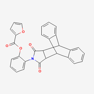 2-(16,18-Dioxo-17-azapentacyclo[6.6.5.0~2,7~.0~9,14~.0~15,19~]nonadeca-2,4,6,9,11,13-hexaen-17-yl)phenyl furan-2-carboxylate (non-preferred name)