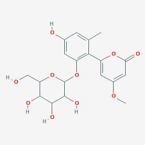 molecular formula C19H22O10 B12463698 6-(4-Hydroxy-2-methyl-6-{[3,4,5-trihydroxy-6-(hydroxymethyl)oxan-2-yl]oxy}phenyl)-4-methoxypyran-2-one 