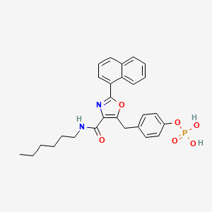 molecular formula C27H29N2O6P B12463897 4-((4-(Hexylcarbamoyl)-2-(naphthalen-1-yl)oxazol-5-yl)methyl)phenyl dihydrogen phosphate 