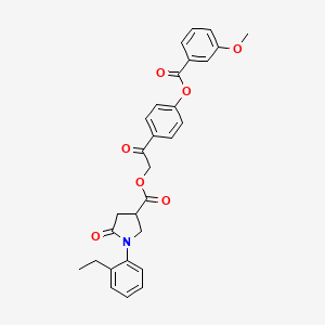 2-(4-{[(3-Methoxyphenyl)carbonyl]oxy}phenyl)-2-oxoethyl 1-(2-ethylphenyl)-5-oxopyrrolidine-3-carboxylate