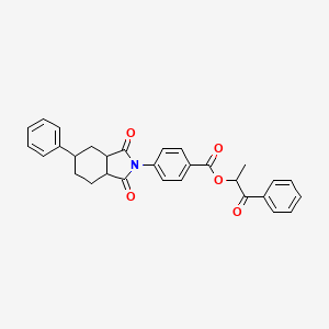 molecular formula C30H27NO5 B12464131 1-oxo-1-phenylpropan-2-yl 4-(1,3-dioxo-5-phenyloctahydro-2H-isoindol-2-yl)benzoate 