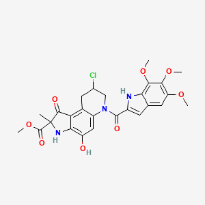 methyl 8-chloro-4-hydroxy-2-methyl-1-oxo-6-(5,6,7-trimethoxy-1H-indole-2-carbonyl)-3,7,8,9-tetrahydropyrrolo[3,2-f]quinoline-2-carboxylate