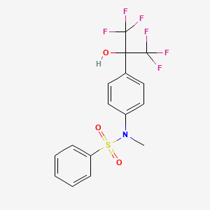 molecular formula C16H13F6NO3S B1246426 N-[4-(1,1,1,3,3,3-Hexafluoro-2-Hydroxypropan-2-Yl)phenyl]-N-Methylbenzenesulfonamide 