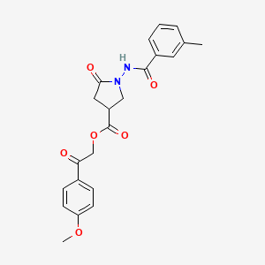 2-(4-Methoxyphenyl)-2-oxoethyl 1-{[(3-methylphenyl)carbonyl]amino}-5-oxopyrrolidine-3-carboxylate