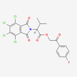 molecular formula C21H14Cl4FNO5 B12464408 2-(4-fluorophenyl)-2-oxoethyl 3-methyl-2-(4,5,6,7-tetrachloro-1,3-dioxo-1,3-dihydro-2H-isoindol-2-yl)butanoate 