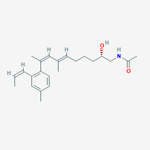molecular formula C23H33NO2 B1246462 N-[(2S,6E,8Z)-2-hydroxy-7-methyl-9-[4-methyl-2-[(Z)-prop-1-enyl]phenyl]deca-6,8-dienyl]acetamide 