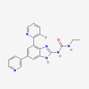 molecular formula C20H17FN6O B1246474 3-ethyl-1-[7-(3-fluoropyridin-2-yl)-5-(pyridin-3-yl)-1H-1,3-benzodiazol-2-yl]urea 