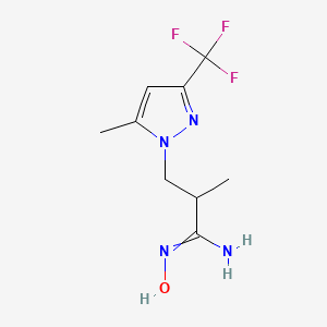 molecular formula C9H13F3N4O B12464851 N'-hydroxy-2-methyl-3-[5-methyl-3-(trifluoromethyl)pyrazol-1-yl]propanimidamide 