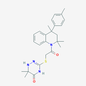 6,6-dimethyl-3-({2-oxo-2-[2,2,4-trimethyl-4-(4-methylphenyl)-3,4-dihydroquinolin-1(2H)-yl]ethyl}sulfanyl)-1,6-dihydro-1,2,4-triazin-5(4H)-one