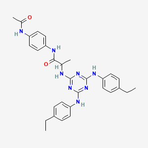 molecular formula C30H34N8O2 B12464996 N-[4-(acetylamino)phenyl]-N~2~-{4,6-bis[(4-ethylphenyl)amino]-1,3,5-triazin-2-yl}alaninamide 