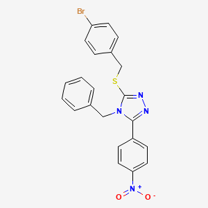 molecular formula C22H17BrN4O2S B12465057 4-benzyl-3-[(4-bromobenzyl)sulfanyl]-5-(4-nitrophenyl)-4H-1,2,4-triazole 