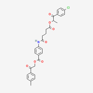 molecular formula C30H28ClNO7 B12465107 2-(4-Methylphenyl)-2-oxoethyl 4-[(5-{[1-(4-chlorophenyl)-1-oxopropan-2-yl]oxy}-5-oxopentanoyl)amino]benzoate 