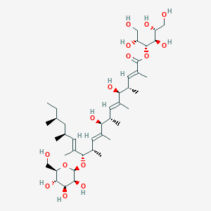 molecular formula C41H72O15 B1246521 [(2R,3R,4R,5R)-1,2,4,5,6-pentahydroxyhexan-3-yl] (2E,4S,5S,6E,8S,9S,10E,12S,13S,14E,16S,18S)-5,9-dihydroxy-2,4,6,8,10,12,14,16,18-nonamethyl-13-[(2R,3S,4S,5S,6R)-3,4,5-trihydroxy-6-(hydroxymethyl)oxan-2-yl]oxyicosa-2,6,10,14-tetraenoate 