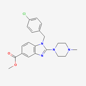 molecular formula C21H23ClN4O2 B1246529 1-(4-Chlorobenzyl)-2-(4-methylpiperazine-1-yl)-1H-benzimidazole-5-carboxylic acid methyl ester 