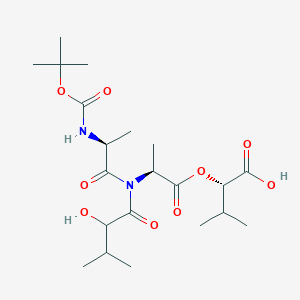 (2S)-2-{[(2S)-2-[(2S)-2-[(tert-butoxycarbonyl)amino]-N-(2-hydroxy-3-methylbutanoyl)propanamido]propanoyl]oxy}-3-methylbutanoic acid