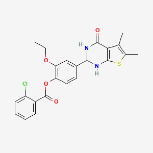 4-(5,6-Dimethyl-4-oxo-1,2,3,4-tetrahydrothieno[2,3-d]pyrimidin-2-yl)-2-ethoxyphenyl 2-chlorobenzoate