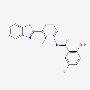 molecular formula C21H15BrN2O2 B12465427 2-[(E)-{[3-(1,3-benzoxazol-2-yl)-2-methylphenyl]imino}methyl]-4-bromophenol 