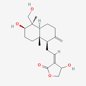 molecular formula C20H30O5 B1246544 3-[(Z)-2-[(1R,4abeta)-2-Methylene-5alpha-(hydroxymethyl)-5,8aalpha-dimethyl-6alpha-hydroxydecalin-1alpha-yl]ethylidene]-4-hydroxytetrahydrofuran-2-one 