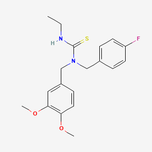 molecular formula C19H23FN2O2S B12465479 1-[(3,4-Dimethoxyphenyl)methyl]-3-ethyl-1-[(4-fluorophenyl)methyl]thiourea 