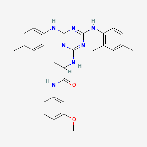 molecular formula C29H33N7O2 B12465495 N~2~-{4,6-bis[(2,4-dimethylphenyl)amino]-1,3,5-triazin-2-yl}-N-(3-methoxyphenyl)alaninamide 