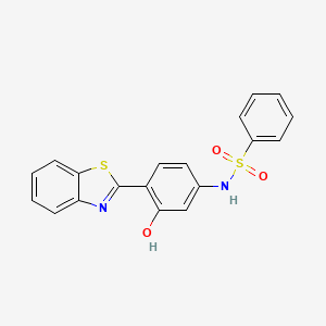 molecular formula C19H14N2O3S2 B12465516 N-[4-(1,3-benzothiazol-2-yl)-3-hydroxyphenyl]benzenesulfonamide 