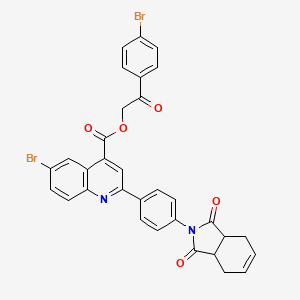 molecular formula C32H22Br2N2O5 B12465527 2-(4-bromophenyl)-2-oxoethyl 6-bromo-2-[4-(1,3-dioxo-1,3,3a,4,7,7a-hexahydro-2H-isoindol-2-yl)phenyl]quinoline-4-carboxylate 