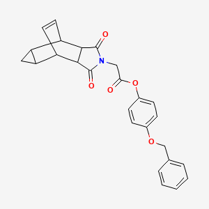 molecular formula C26H23NO5 B12465610 4-(benzyloxy)phenyl (1,3-dioxooctahydro-4,6-ethenocyclopropa[f]isoindol-2(1H)-yl)acetate 